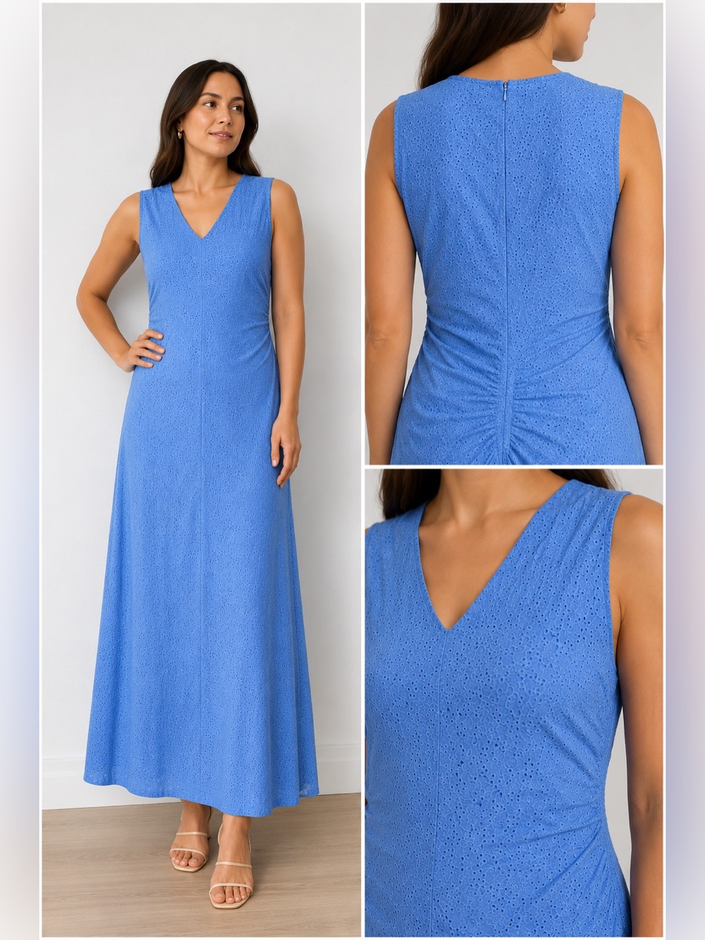 Donna Morgan Periwinkle Eyelet V-Neck Maxi Dress size 16